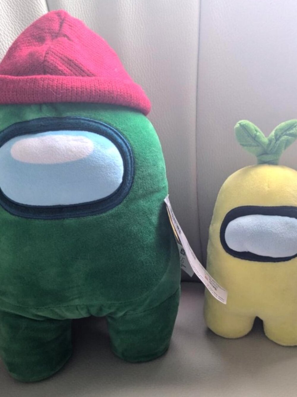TOIKIDO Among Us Crewmates 2 Piece Plush 12" Green Red Beanie 8" Yellow Sprout